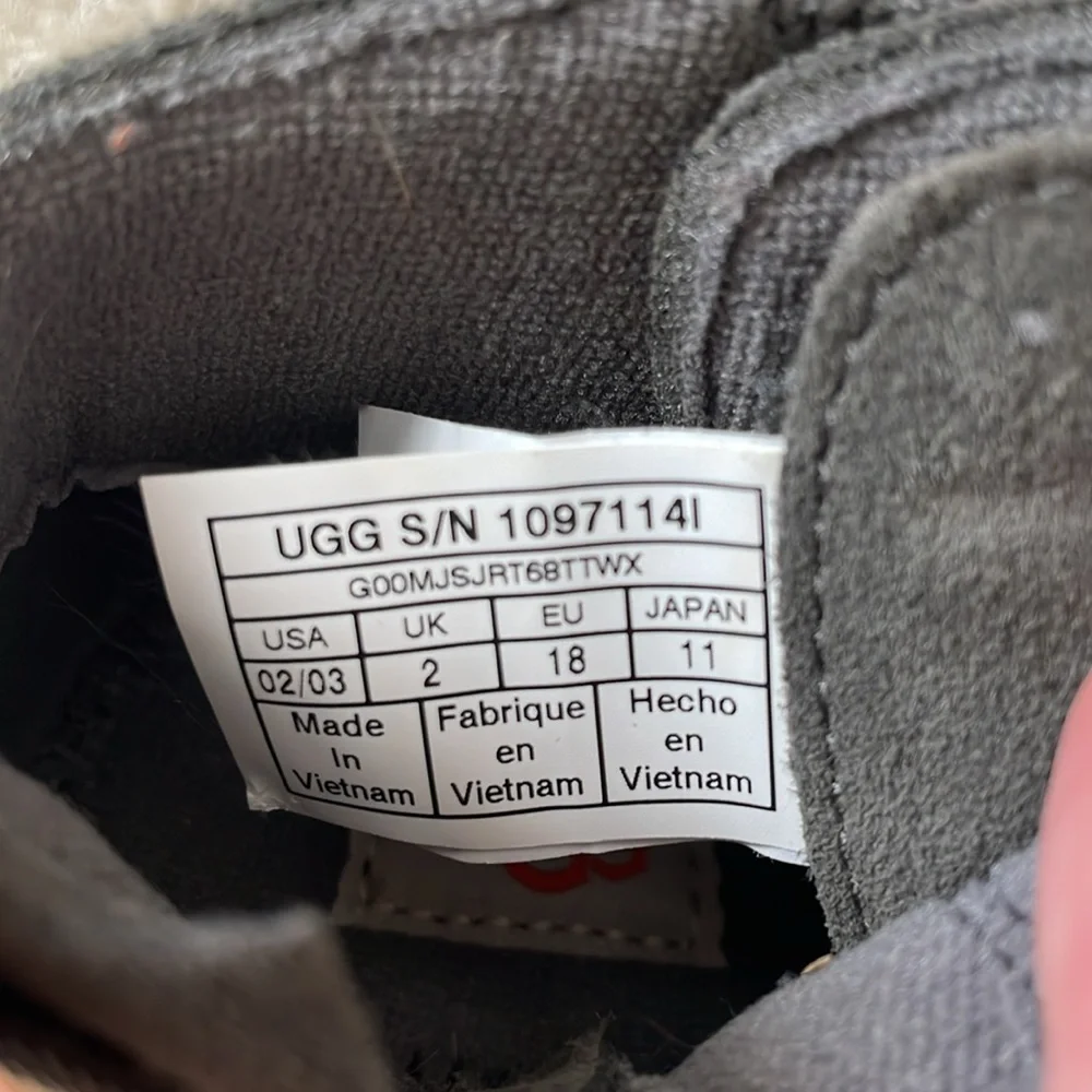 UGG Kids Dark Gray Suede Boots with Orange Accents